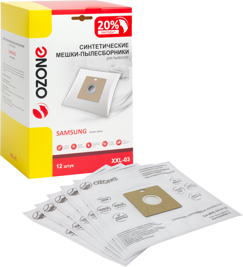 

Аксессуары для пылесосов Ozone XXL-03 12 шт, XXL-03 12 шт
