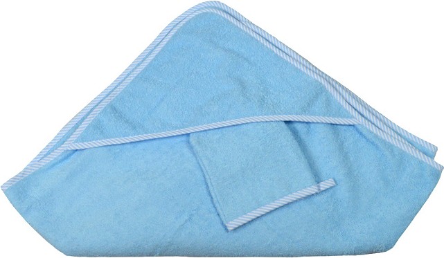 

Полотенце Italbaby 100х100 см махровое с капюшоном + мочалка голубой (050,4150-2)