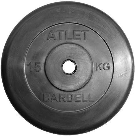 

Диск для штанги MB Barbell Atlet d-31 15 кг черный, Atlet d-31 15кг