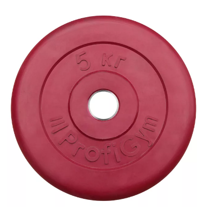 

Диск для штанги ProfiGym обрезиненный d 31 мм 5,0 кг красный, обрезиненный d 31 мм 5,0 кг