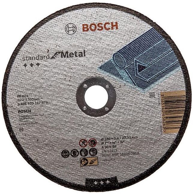 

Отрезной круг Bosch 180х3.0x22.2 мм для металла Standart [2.608.603.167], Отрезной круг Bosch 180х3.0x22.2 мм для металла Standart 2.608.603.167