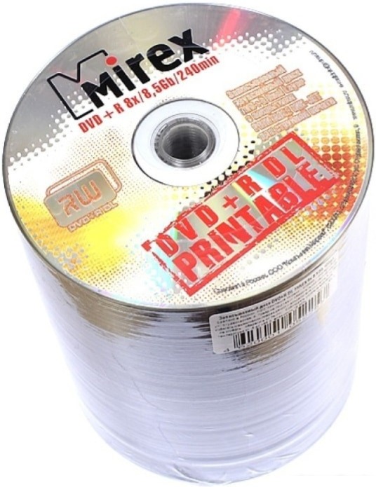 

Оптический диск Mirex Dual Layer DVD+R 8.5Gb 8x printable inkjet 100 шт Bulk [UL130069A8T], Оптический диск MIREX Dual Layer DVD+R 8.5Gb 8x printable inkjet 100 шт Bulk [UL130069A8T]