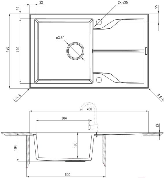 

Кухонная мойка Deante Flush [ZQN S11F], Flush