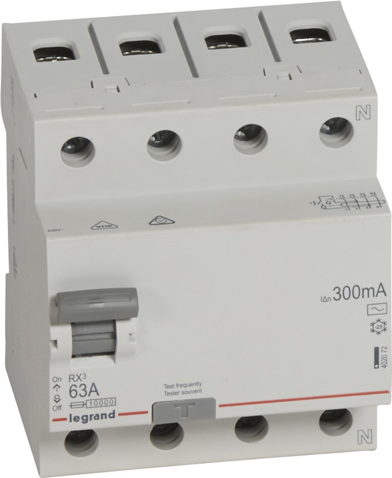 

Выключатель Legrand RХ3 4P 63A 300mA 10kA 4M тип АС 402072