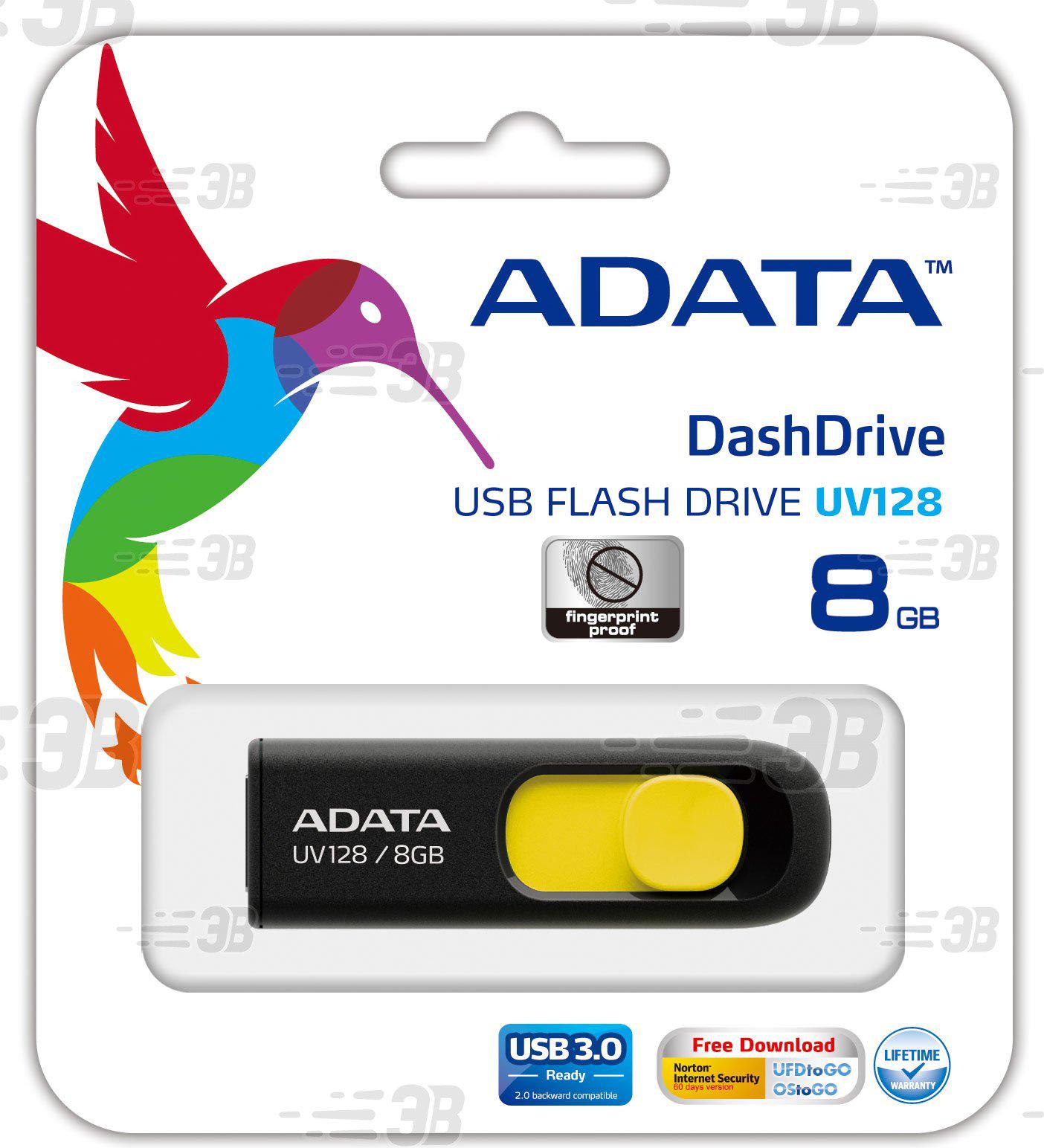 

USB Flash A-Data DashDrive UV128 Black/Blue 16GB (AUV128-16G-RBE), DashDrive UV128 16GB