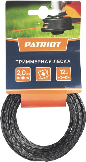 

Леска для триммера Patriot D 2,0 мм L 12 м 200-12-5 черный