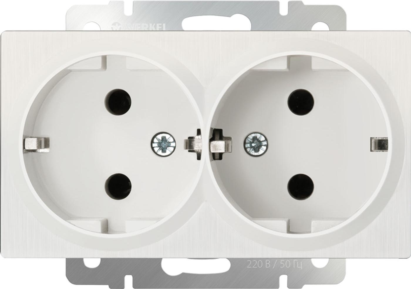 

Розетка Werkel WL13-SKG-02-IP20 / двойная с заземлением перламутровый рифленый, WL13-SKG-02-IP20 / двойная с заземлением