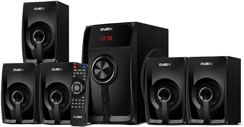 

Мультимедиа акустика SVEN HT-202 Black, Колонки Sven HT-202 5.1 черный 100Вт