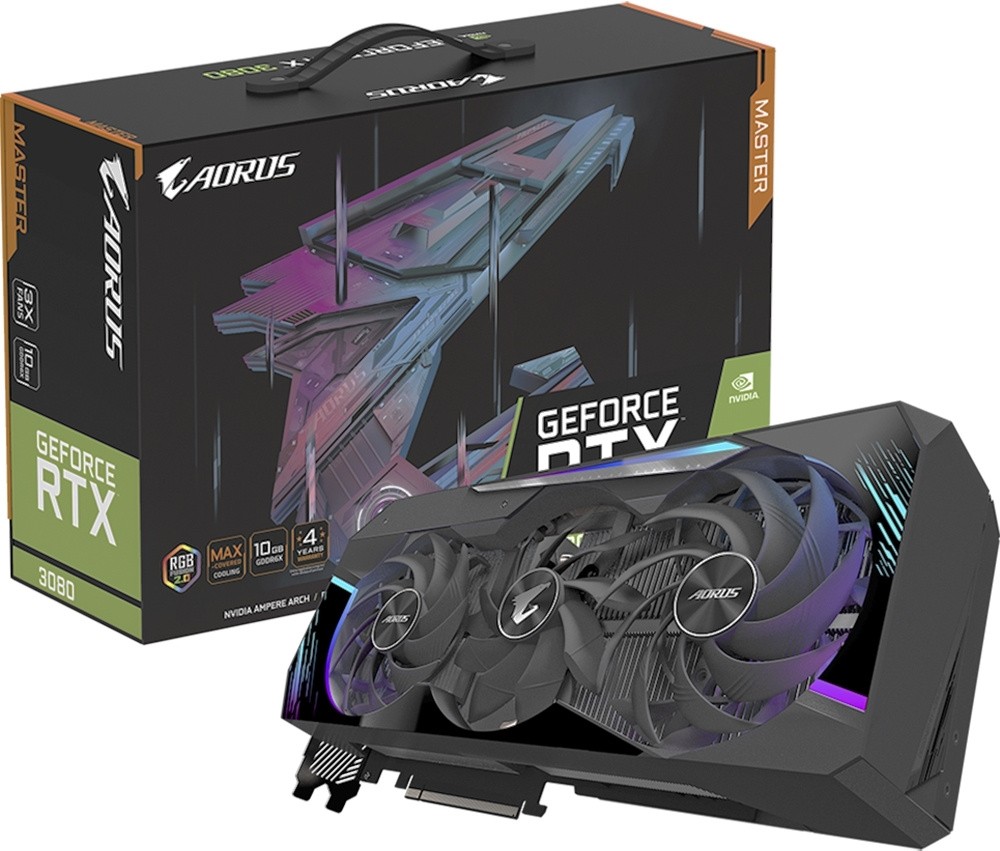 

Видеокарта Gigabyte NVIDIA GeForce RTX 3080 AORUS Master 10G ( [GV-N3080AORUS M-10GD], Видеокарта Gigabyte Aorus GeForce RTX 3080 Master 10GB GDDR6X (GV-N3080AORUS M-10GD)