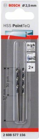 

Сверло Bosch HSS PointTeQ 2.5mm [2.608.577.156], HSS PointTeQ 2.5mm