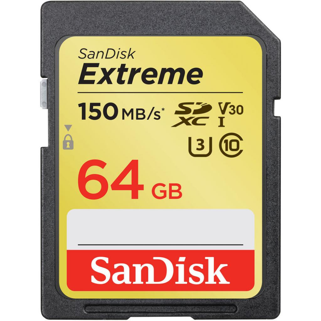 

Карта памяти SanDisk Extreme SDXC Card 64GB 150MB/s V30 UHS-I U3 [SDSDXV6-064G-GNCIN], Карта памяти SanDisk SDSDXV6-064G-GNCIN