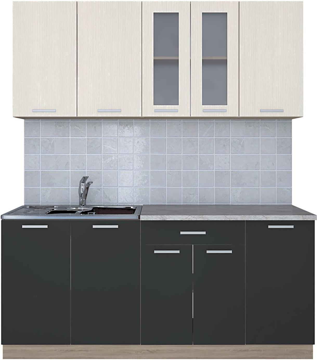 

Кухонный гарнитур Интерлиния Мила 18 антрацит/вудлайн кремовый, Мила 18