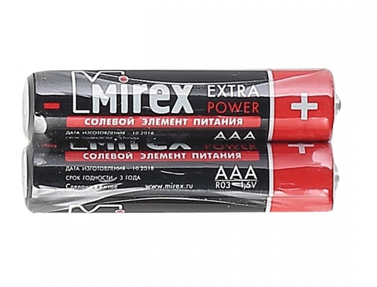 

Батарейка, аккумулятор, зарядное Mirex R03 AAA 2 шт, R03 AAA 2 шт