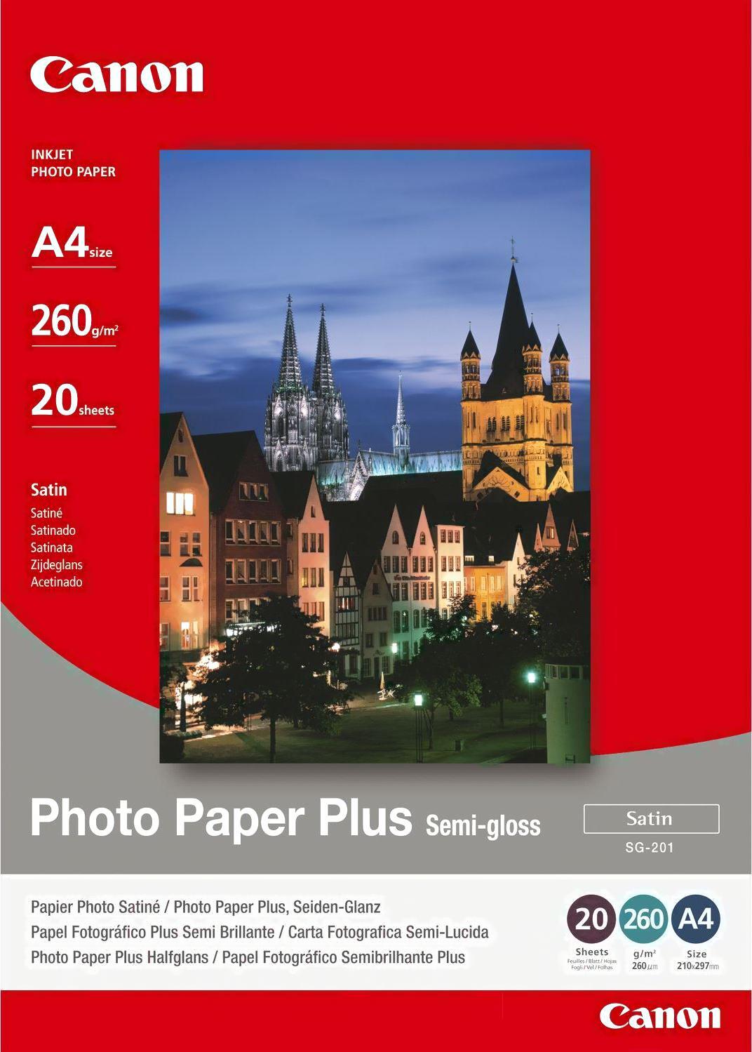 

Бумага Canon SG-201 A4 (20 SHEETS) [1686B021], Фотобумага Canon Plus Semigloss SG-201 A4 260 гм2 20 л 1686B021