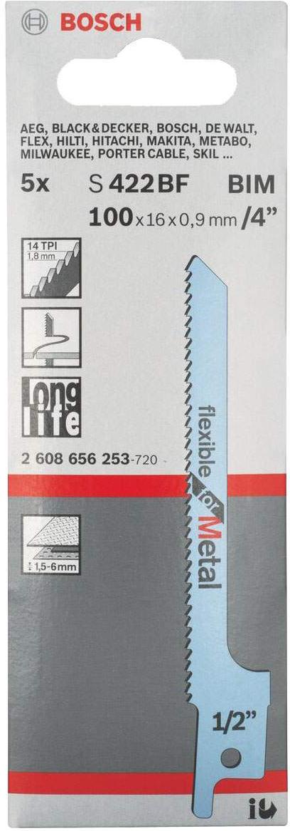

Набор оснастки Bosch 2.608.656.253, Flexible for Metal S 422 BF 5шт