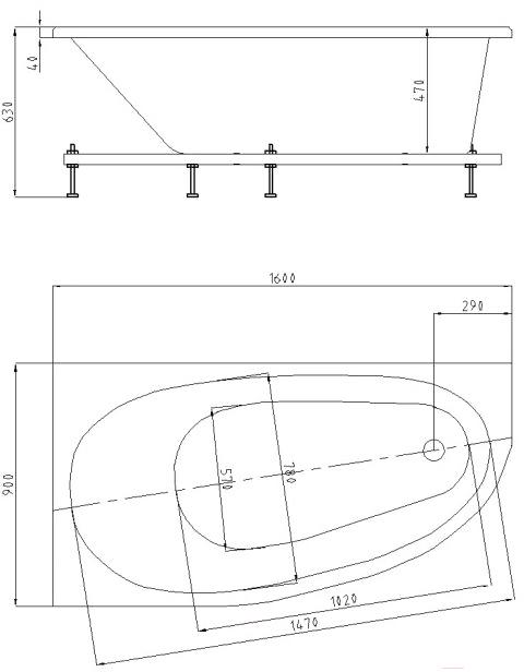 

Ванна Aquatek Дива 160x90 L с ножками, Дива 160x90 L с ножками