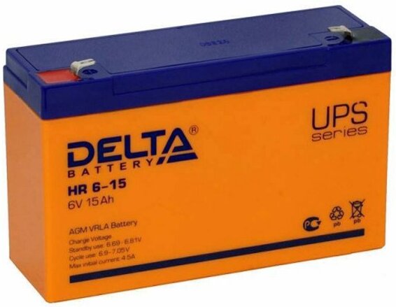 

Аккумулятор для ИБП DELTA HR 6-15 6V/15Ah