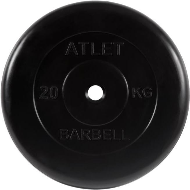 

Диск для штанги MB Barbell Atlet обрезиненный 31 мм, 20 кг чёрный [MB-AtletB31-20], Atlet обрезиненный 31 мм, 20 кг