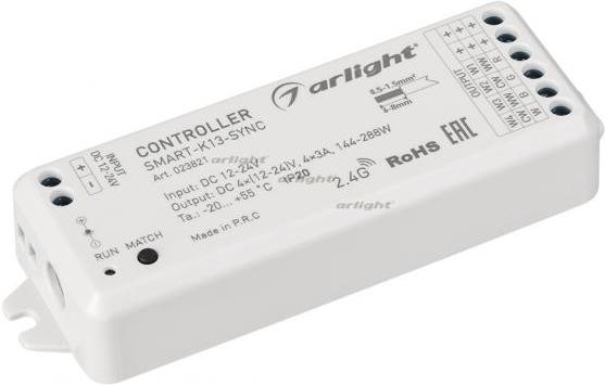 

Arlight Контроллер SMART-K13-SYNC (12-24V, 4x3A, 2.4G) [023821], Контроллер SMART-K13-SYNC (12-24V, 4x3A, 2.4G)