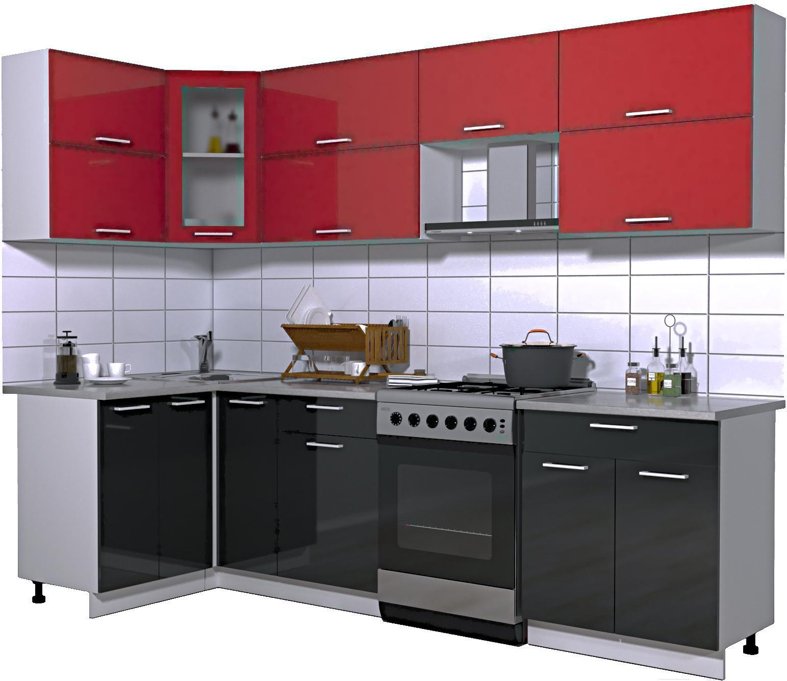 

Кухонный гарнитур Интерлиния Мила Gloss 60-12x27 красный/черный глянец, Мила Gloss 60-12x27