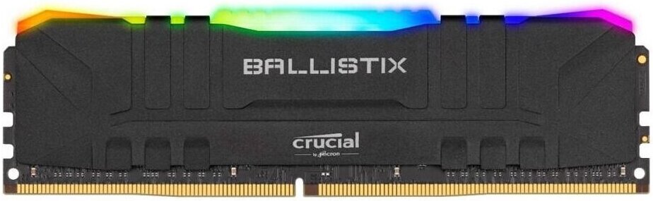 

Оперативная память Crucial DDR 4 DIMM 16GB PC25600 3200MHz, Оперативная память Crucial Ballistix RGB 16GB DDR4 PC4-25600 (BL16G32C16U4BL)