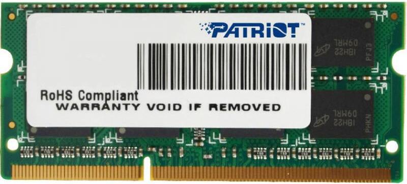

Оперативная память Patriot Signature Line 4GB DDR3 SO-DIMM PC3-12800 [PSD34G16002S], ОЗУ DDR3-1600 4GB PC-12800 Patriot PSD34G16002S