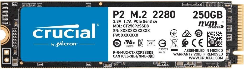 

SSD диск Crucial 250 Gb M.2 2280 M P2 [CT250P2SSD8], SSD Crucial P2 250GB CT250P2SSD8