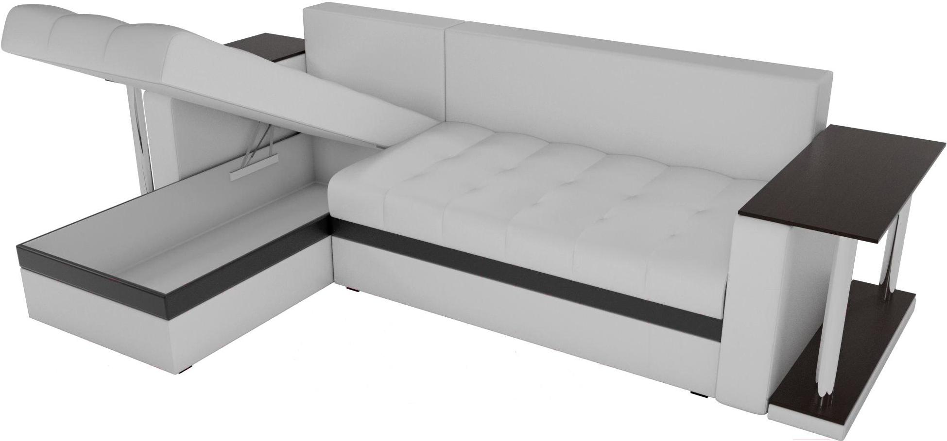 белый угловой диван из экокожи на кухню