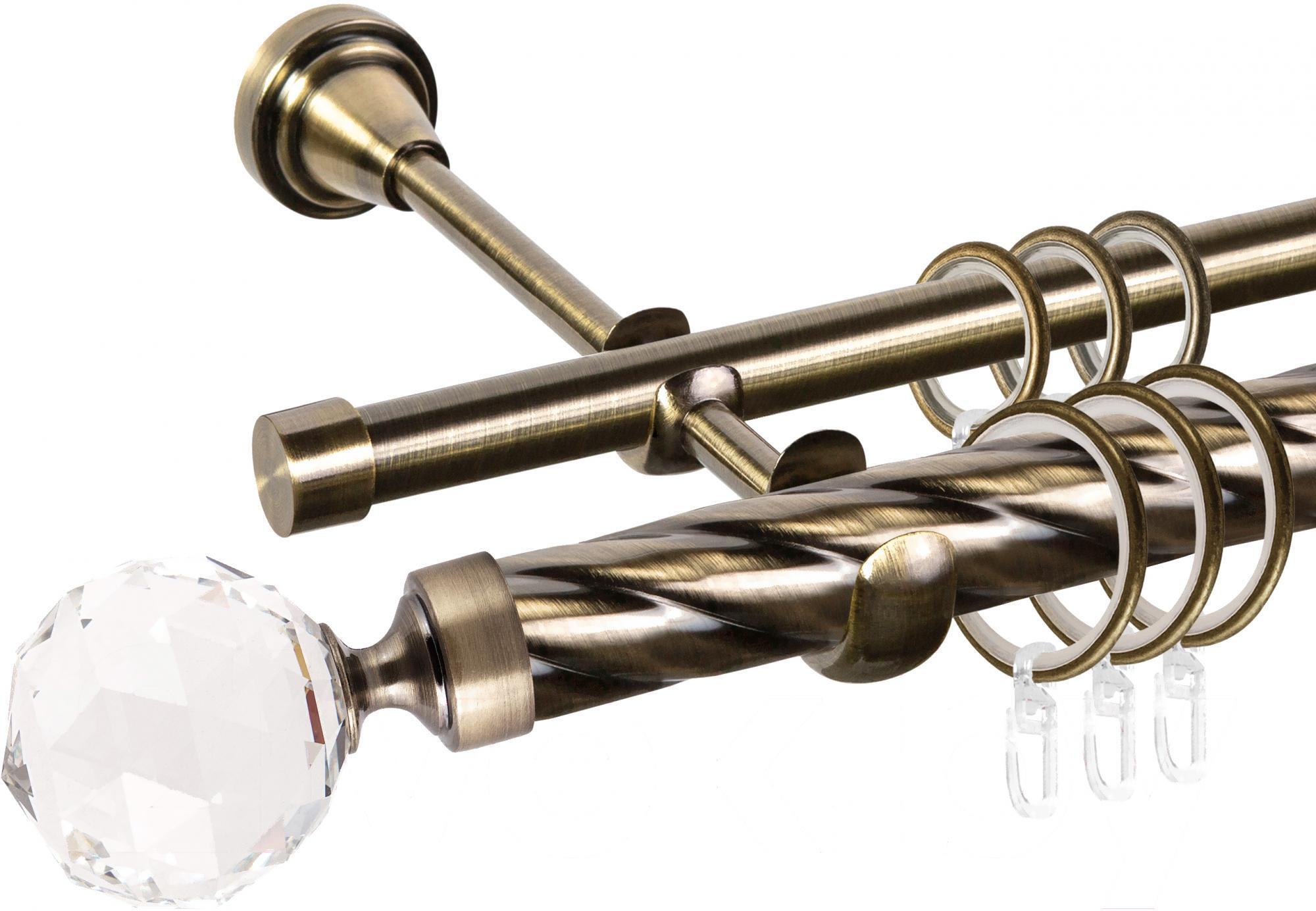 

Карниз АС ФОРОС Grace D16K/16Г + наконечники Кристалл 1.4м антик