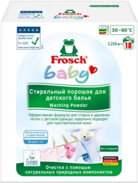 

Стиральный порошок Frosch для детского белья 1,215 кг [715818], Стиральный порошок Frosch для детского белья 1,215 кг 715818