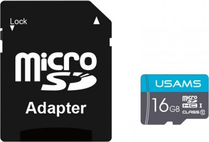 

Карта памяти Usams MicroSDHC 16Gb Class 6 US-ZB117 High Speed +Адаптер синий [ZB117TF01], Карта памяти Usams US-ZB117 High Speed TF Card 16GB (с адаптером)