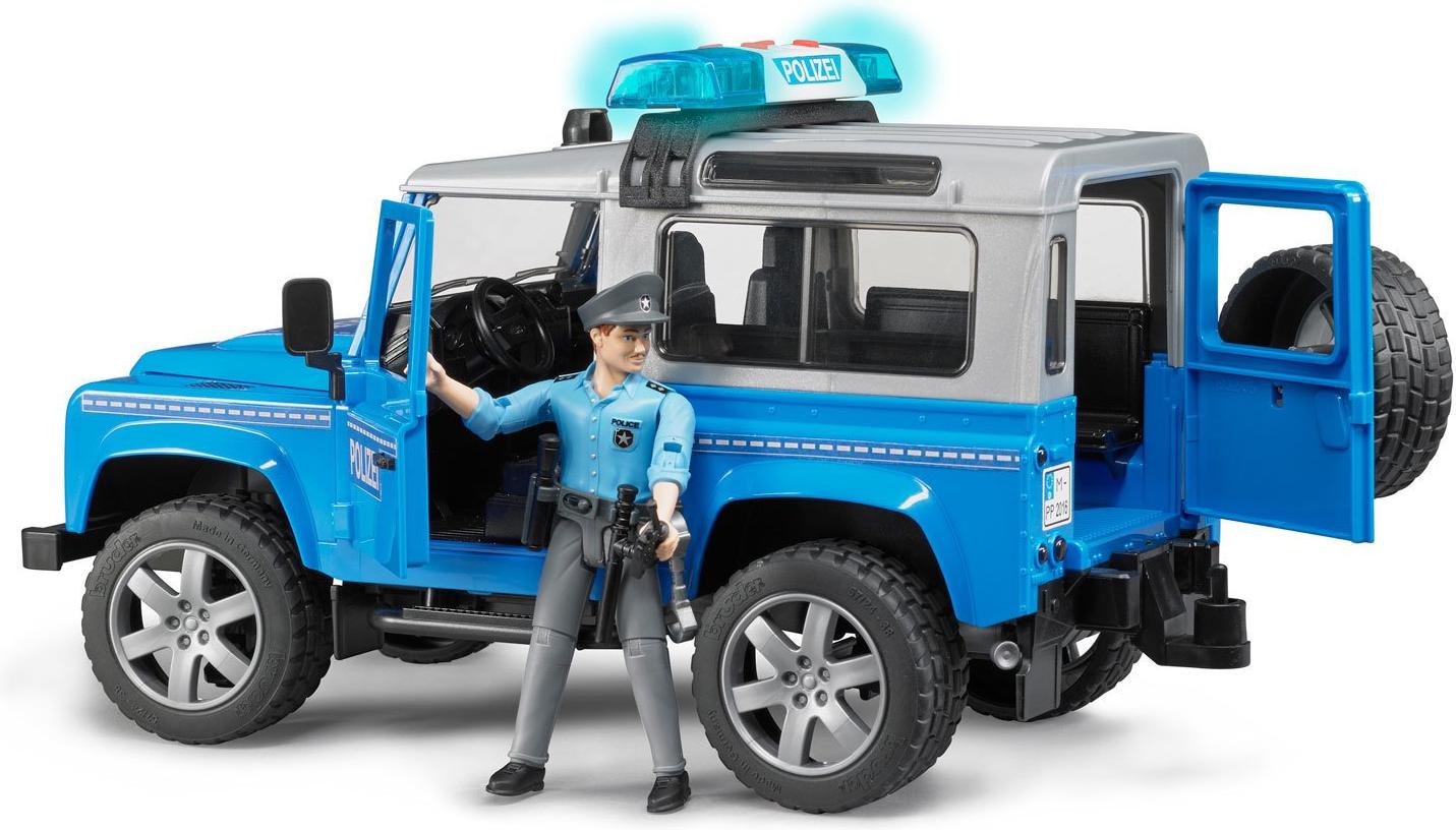 

Автомобиль игрушечный Bruder Land Rover Defender Station Wagon 02-597, "Внедорожник Land Rover Defender Station Wagon Полицейская с фигуркой" 02597