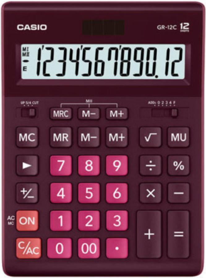 

Калькулятор Casio GR-12C-WR бордовый [GR-12C-WR-W-EP], GR-12C-WR