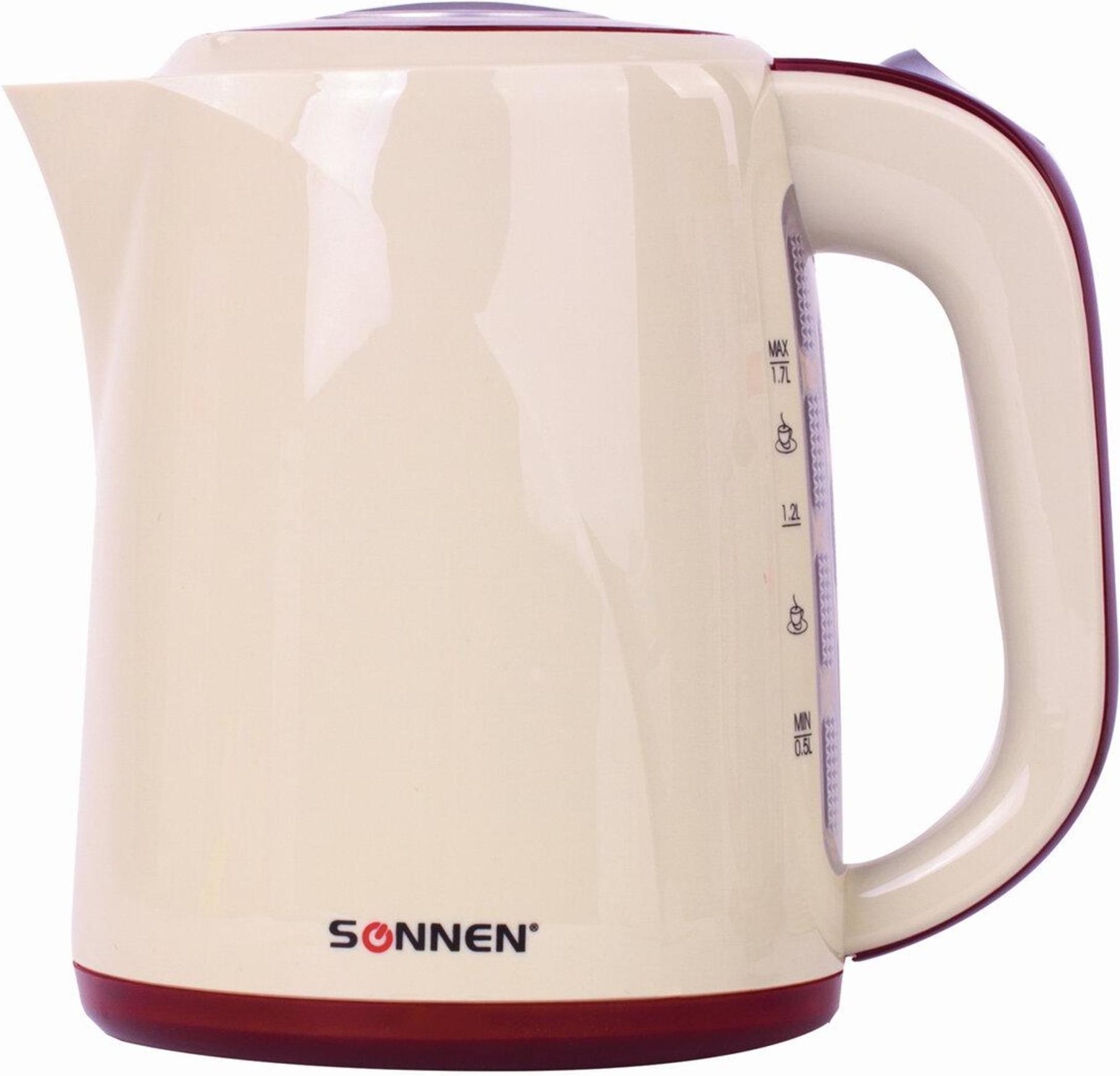 

Электрочайник Sonnen KT-002 бежевый/красный [451711], KT-002