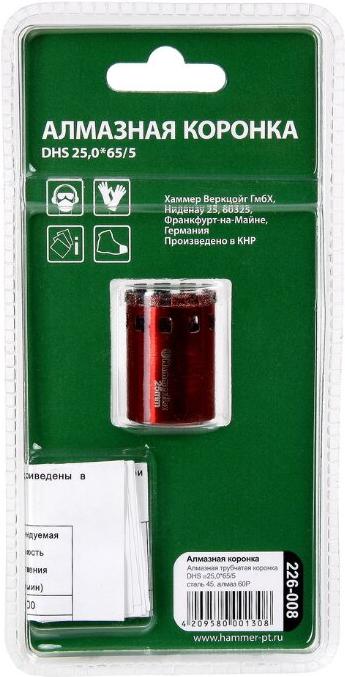 

Алмазная коронка Hammer Flex 226-008, Flex 226-008