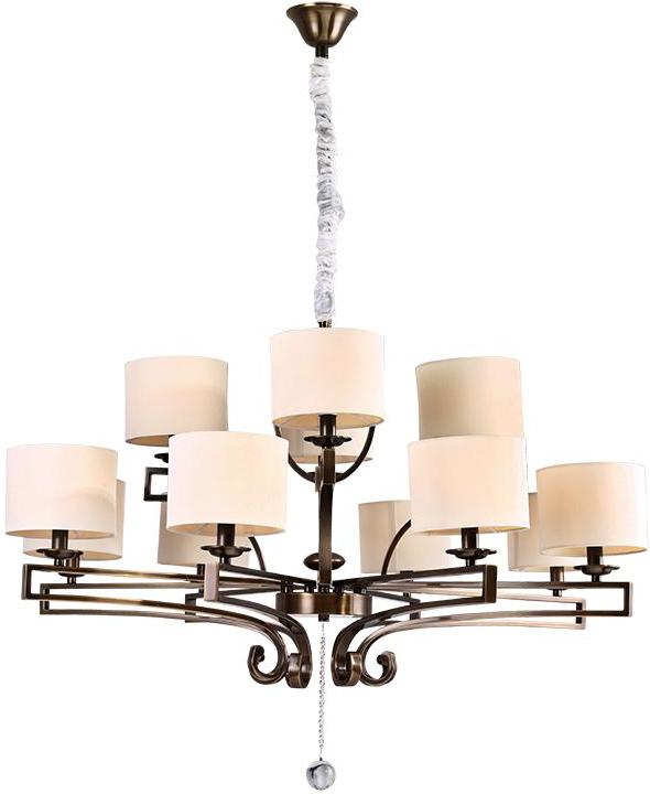 

Подвесная люстра NEWPORT D110*H60,5 сm Е14 12*60W Black brass Clear crystal Shade beige [31308+4/C B/C], D110*H60,5 сm Е14 12*60W
