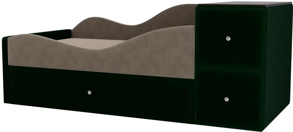 

Кровать Mebelico Дельта левая 101715 велюр бежевый/зеленый, Дельта кровать-тахта левая 101715 велюр