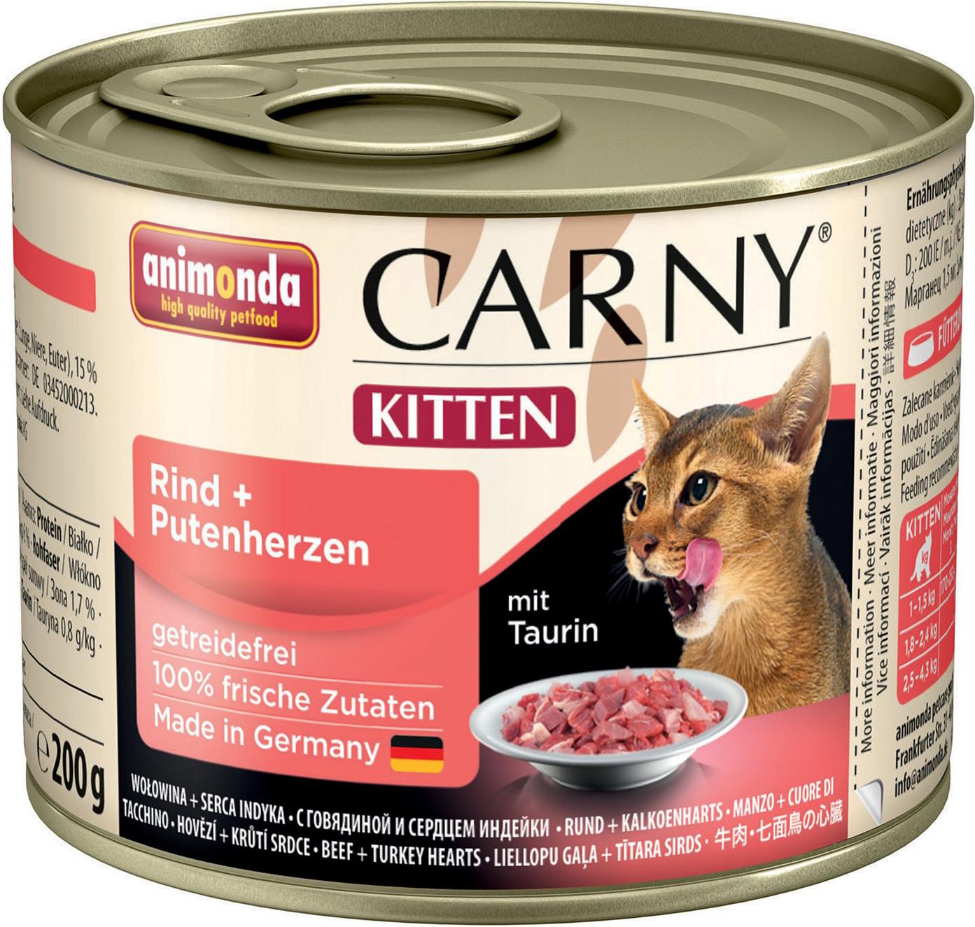 

Корм для кошек Animonda Carny Kitten с говядиной и сердцем индейки 200г, Carny Kitten с говядиной и сердцем индейки 200г
