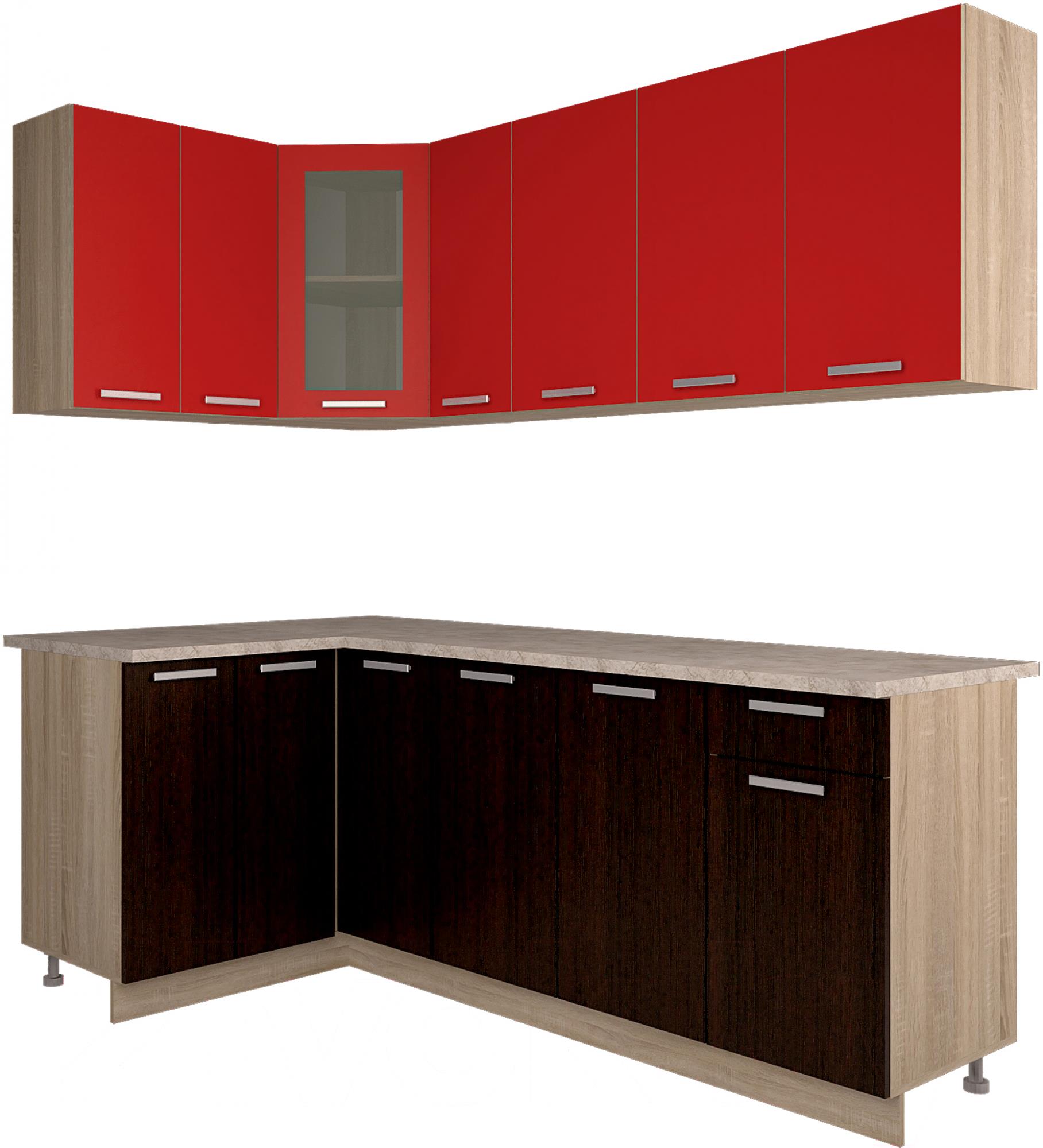

Готовая кухня Интерлиния Мила 12x21 (красный/дуб венге), Мила 12x21