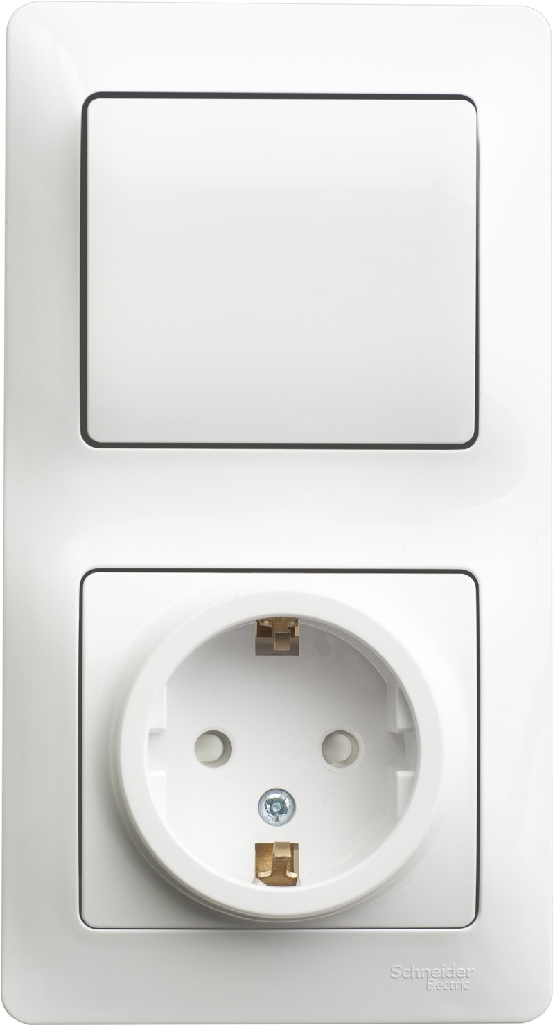 

Розетка Schneider Electric Блок выключатель+розетка Glossa GSL000170