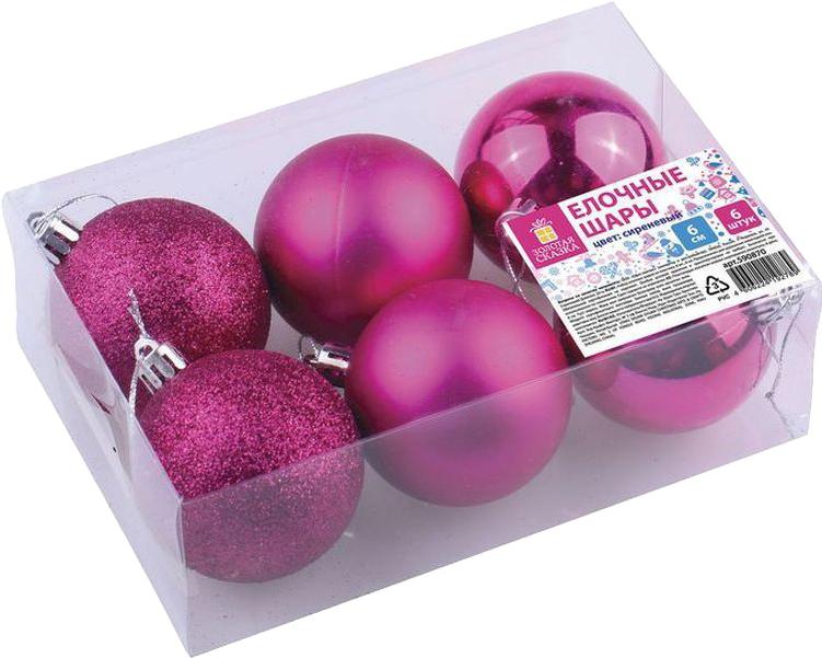 

Елочная игрушка Золотая сказка Набор шаров 6шт 6см Fuchsia [590870], Набор шаров 6шт 6см