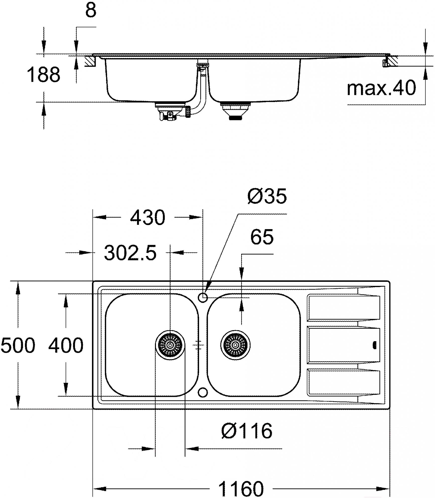 

Кухонная мойка Grohe K400 [31587SD0], K400