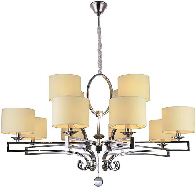 

Подвесная люстра NEWPORT D110*H60,5 сm Е14 12*60W Nickel Clear crystal Shade beige [31308+4/C], D110*H60,5 сm Е14 12*60W