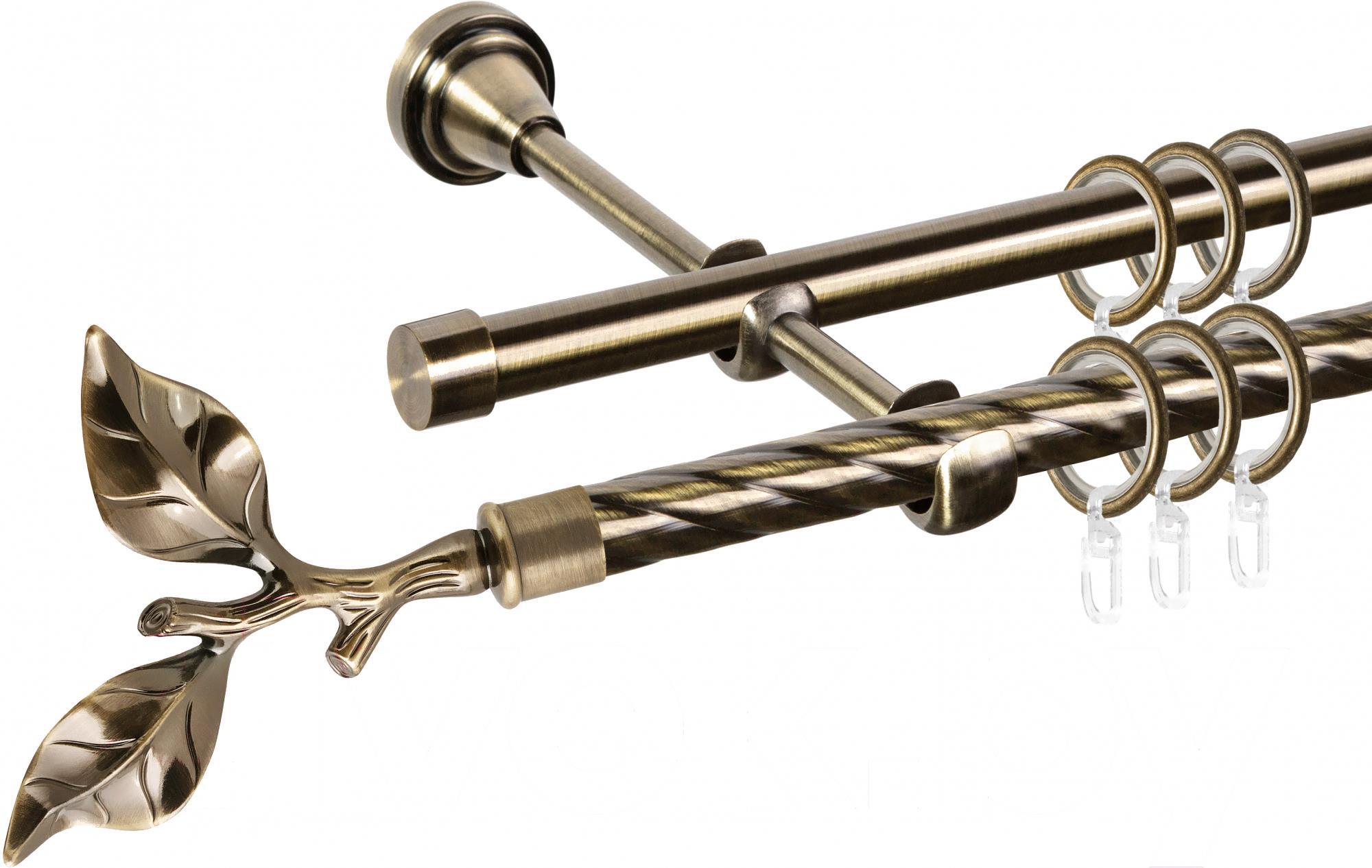 

Карниз АС ФОРОС Grace D16K/16Г + наконечники Лист розы 2.4м антик