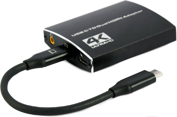 

Переходник Gembird USB-C (вилка) to 2x HDMI 4K (розетка) (A-CM-HDMIF2-01)