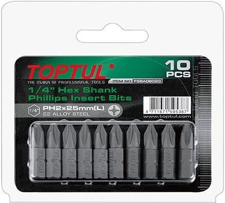 

Насадка крестообразная Toptul PH3 25мм 10шт [FSBA0803G], PH3 25мм 10шт