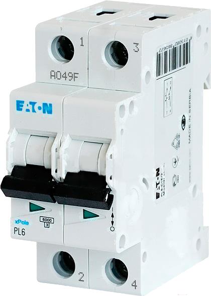 

Выключатель Eaton PL6 2P 10А С 6кА 2M [286565], PL6 2P 10А С 6кА 2M