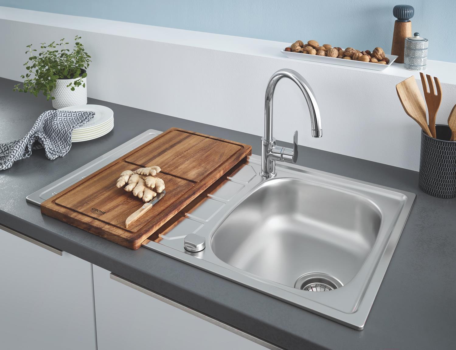 

Кухонная мойка Grohe 31552SD0 + смеситель Bau Edge [31367000, 31562SD0], 31552SD0 + смеситель Bau Edge