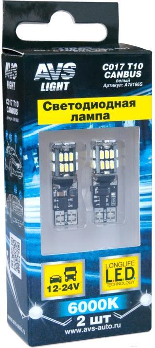 

Автомобильная лампа AVS T10 C017 2шт [A78196S], Автомобильная лампа AVS T10 C017 2шт A78196S