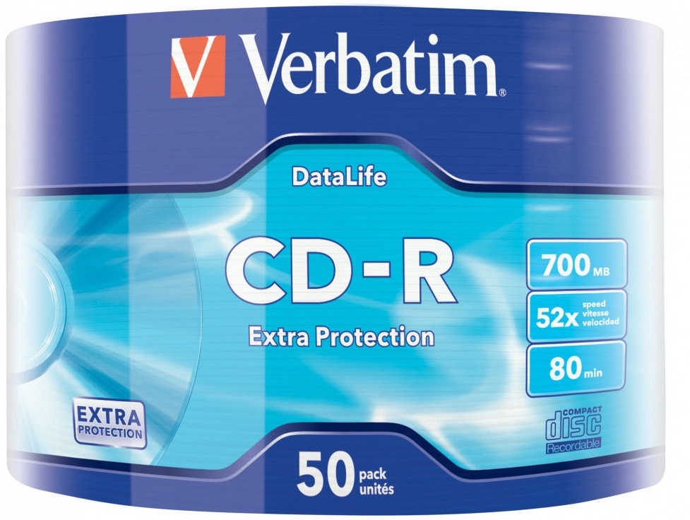 

Оптический диск Verbatim CD-R 700Mb DL Extra Protection 52x 50шт [43787], Диск CD-R Verbatim 700MB 52x bulk (43787)